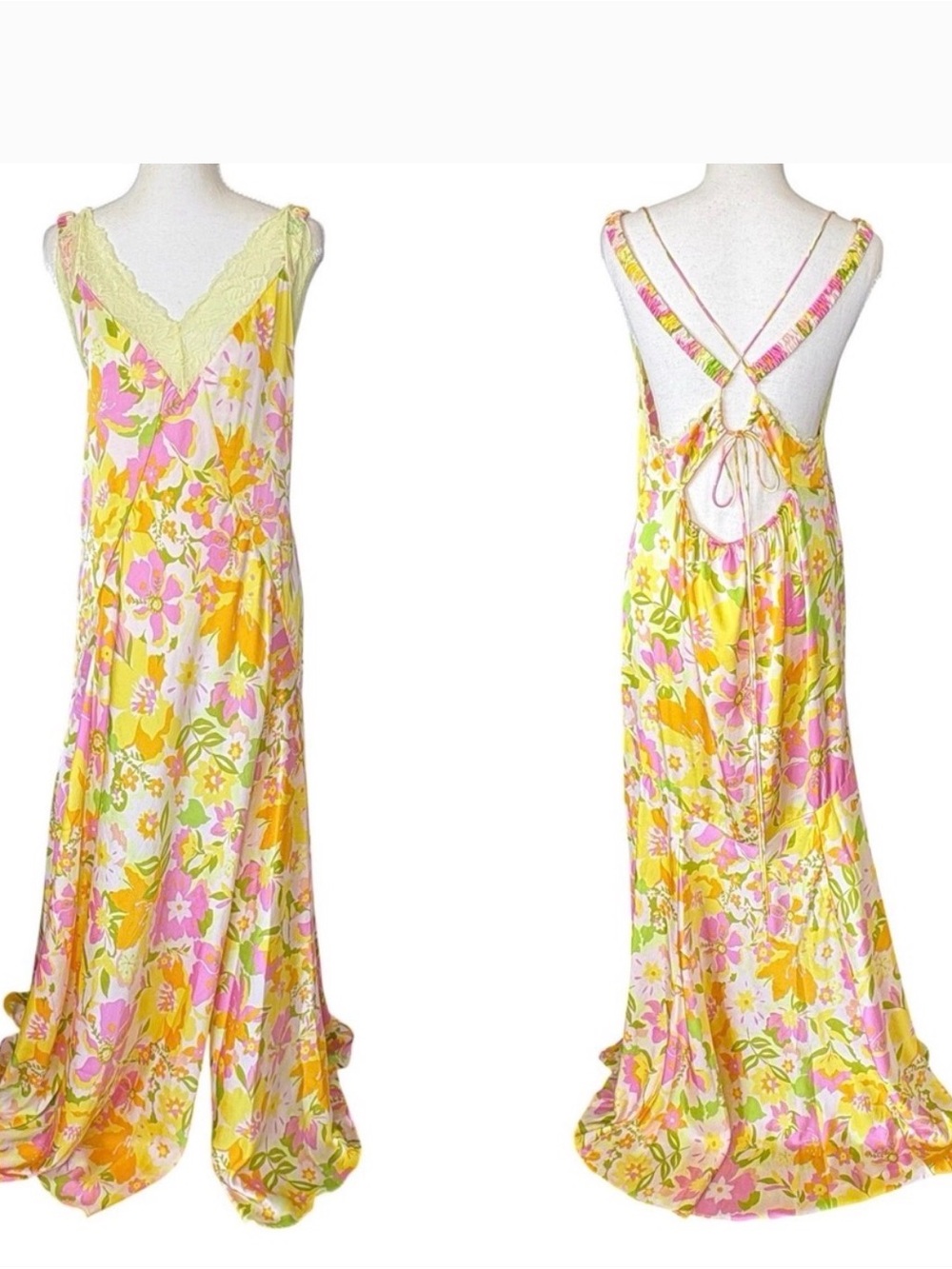Free People All  A Bloom Maxi Dress $128 Sold Out In Lily Combo Size XL